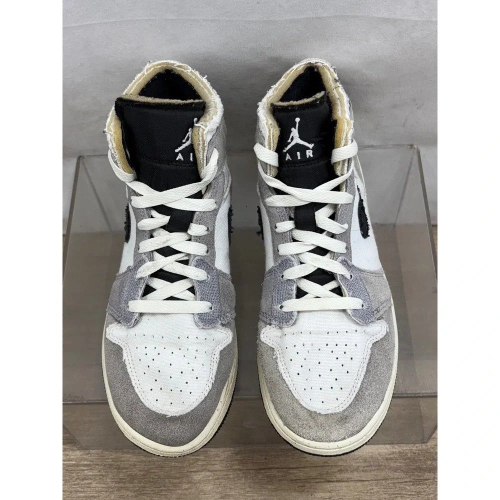 Air Jordan 1 Mid SE Craft Inside Out White‎ Black Sneakers Youth Size 7Y